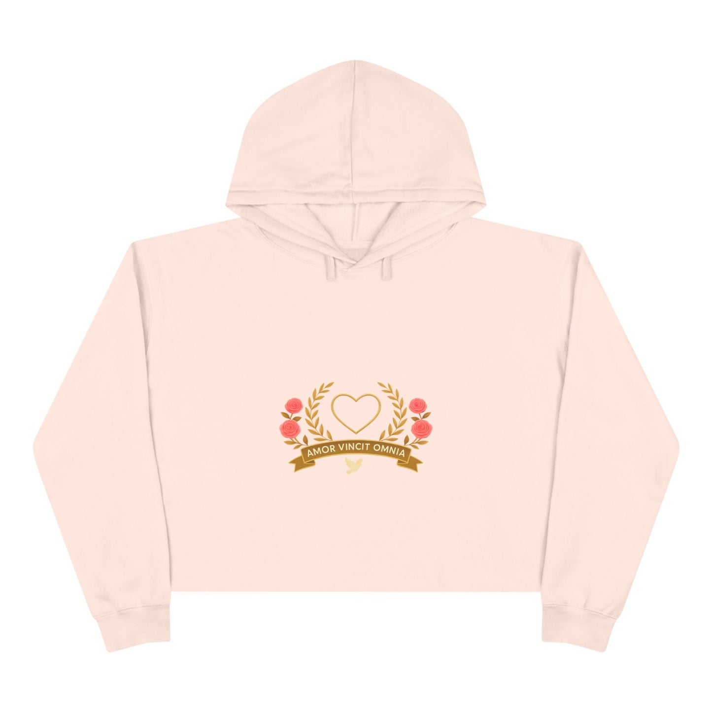 Love Conquers All Cropped Hoodie — Women’s Graphic Pullove