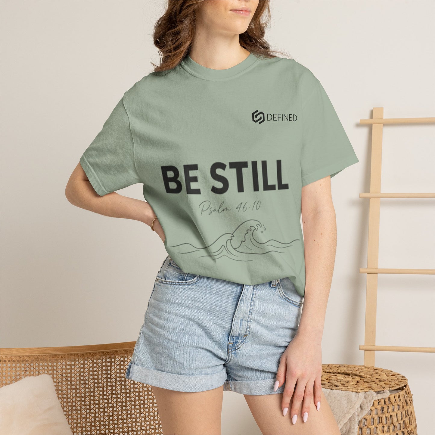 Be Still T-Shirt — Minimal Faith Graphic Tee with Wave Illustration