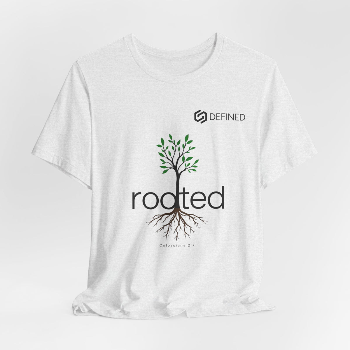 Rooted Tee | Colossians 2:7 Tree of Life Christian T-Shirt | Minimalist Faith Streetwear
