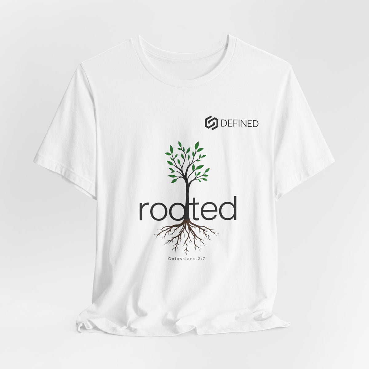 Rooted Tee | Colossians 2:7 Tree of Life Christian T-Shirt | Minimalist Faith Streetwear