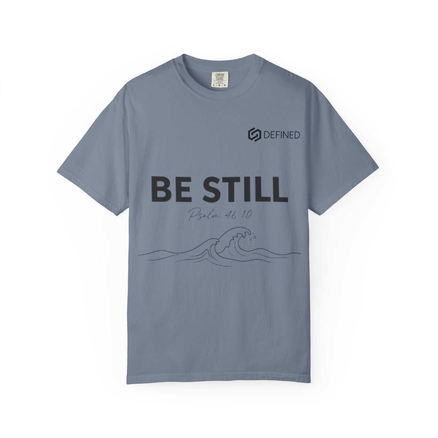 Be Still T-Shirt — Minimal Faith Graphic Tee with Wave Illustration