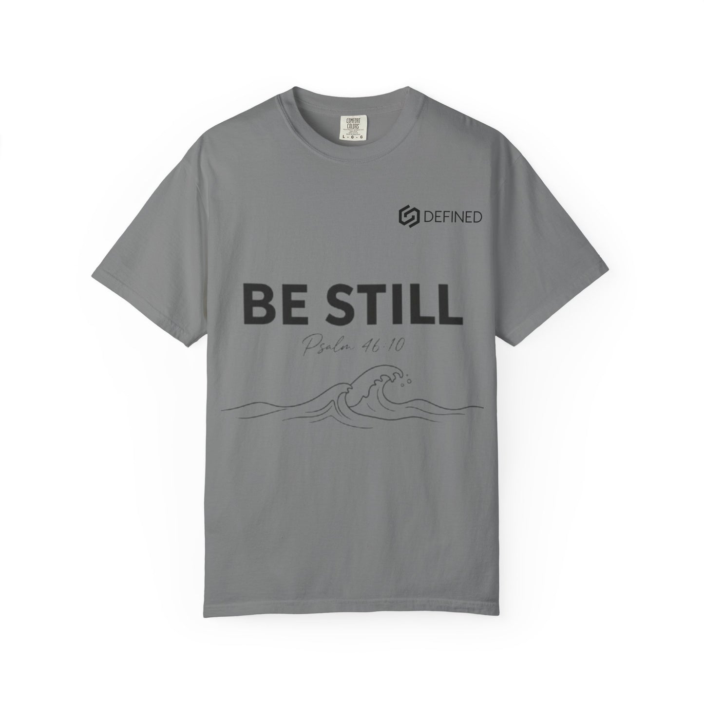 Be Still T-Shirt — Minimal Faith Graphic Tee with Wave Illustration
