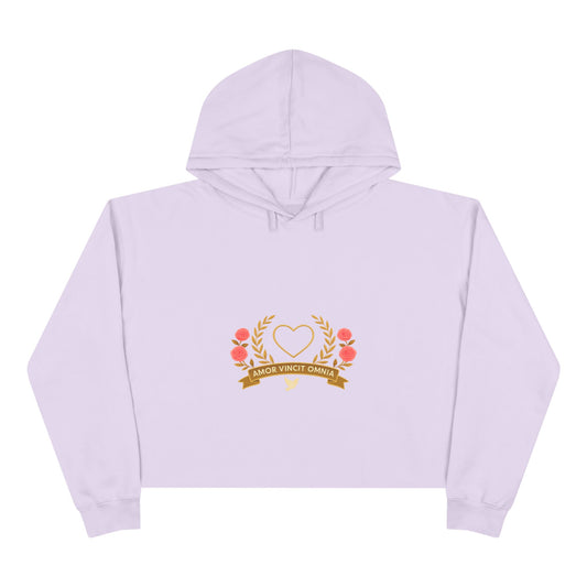 Love Conquers All Cropped Hoodie — Women’s Graphic Pullove