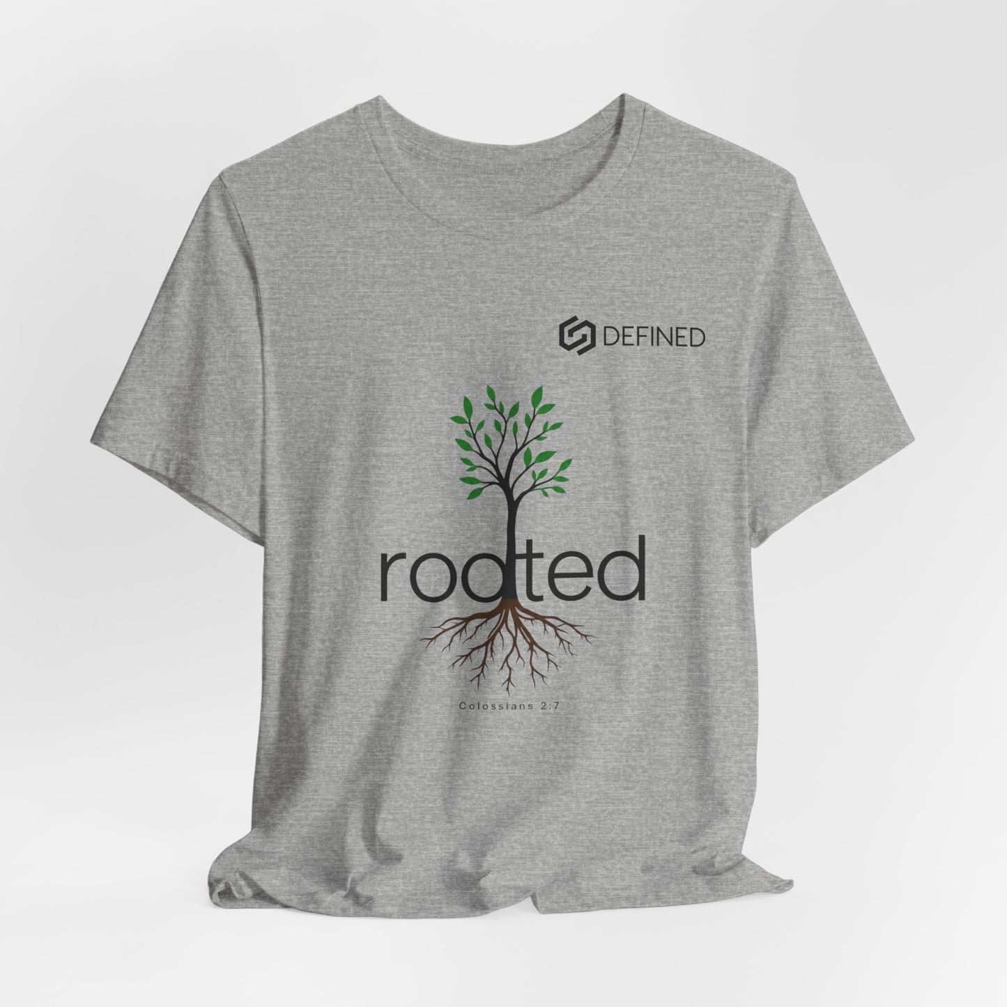 Rooted Tee | Colossians 2:7 Tree of Life Christian T-Shirt | Minimalist Faith Streetwear