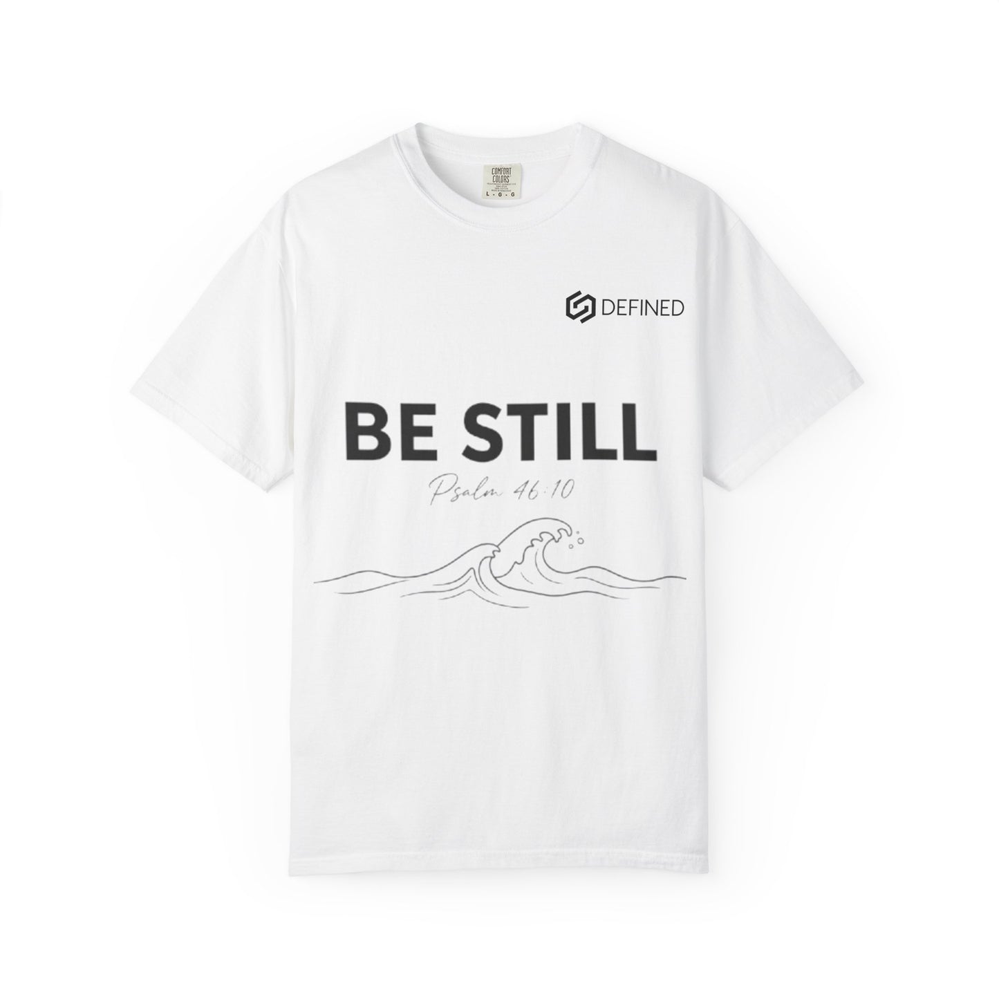 Be Still T-Shirt — Minimal Faith Graphic Tee with Wave Illustration