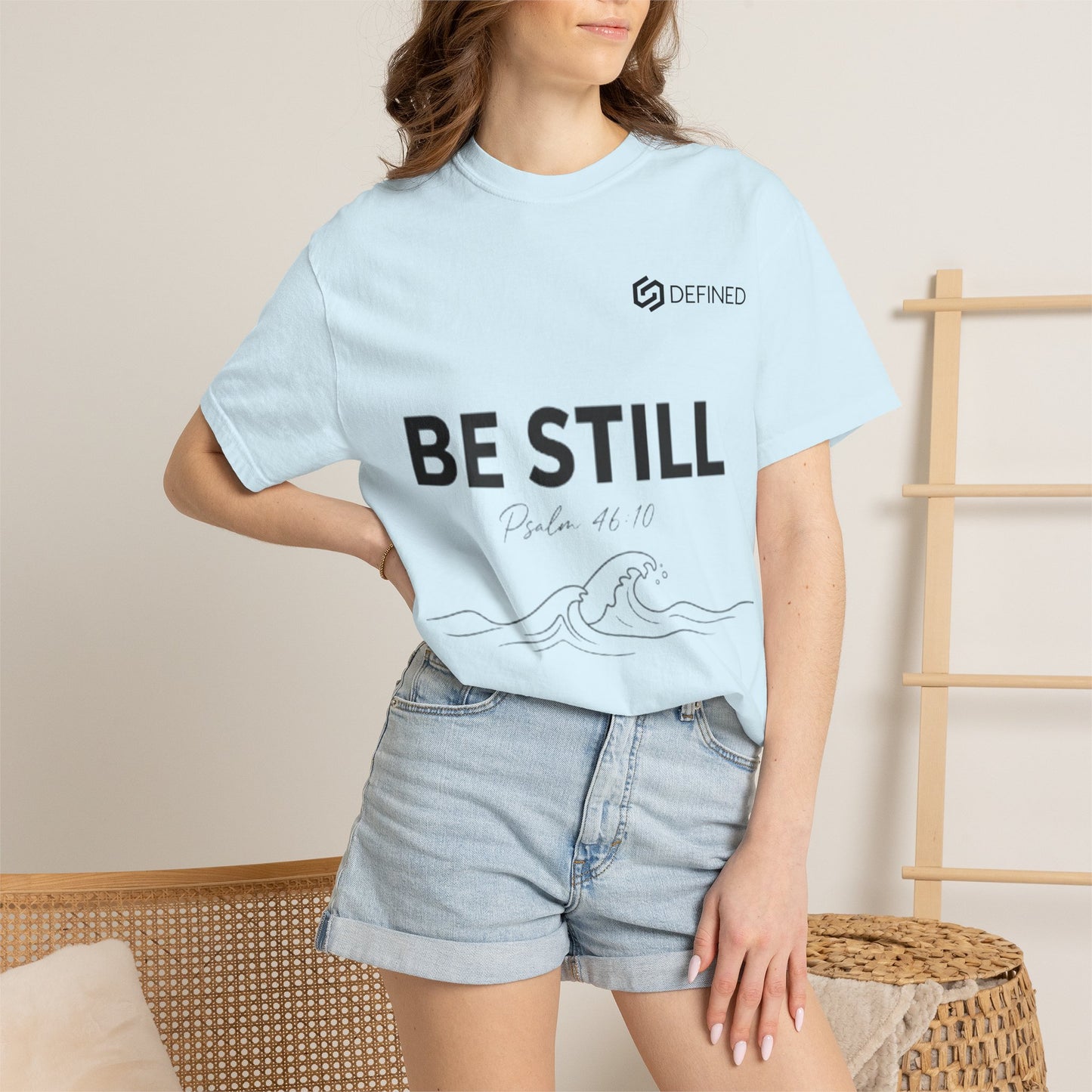 Be Still T-Shirt — Minimal Faith Graphic Tee with Wave Illustration