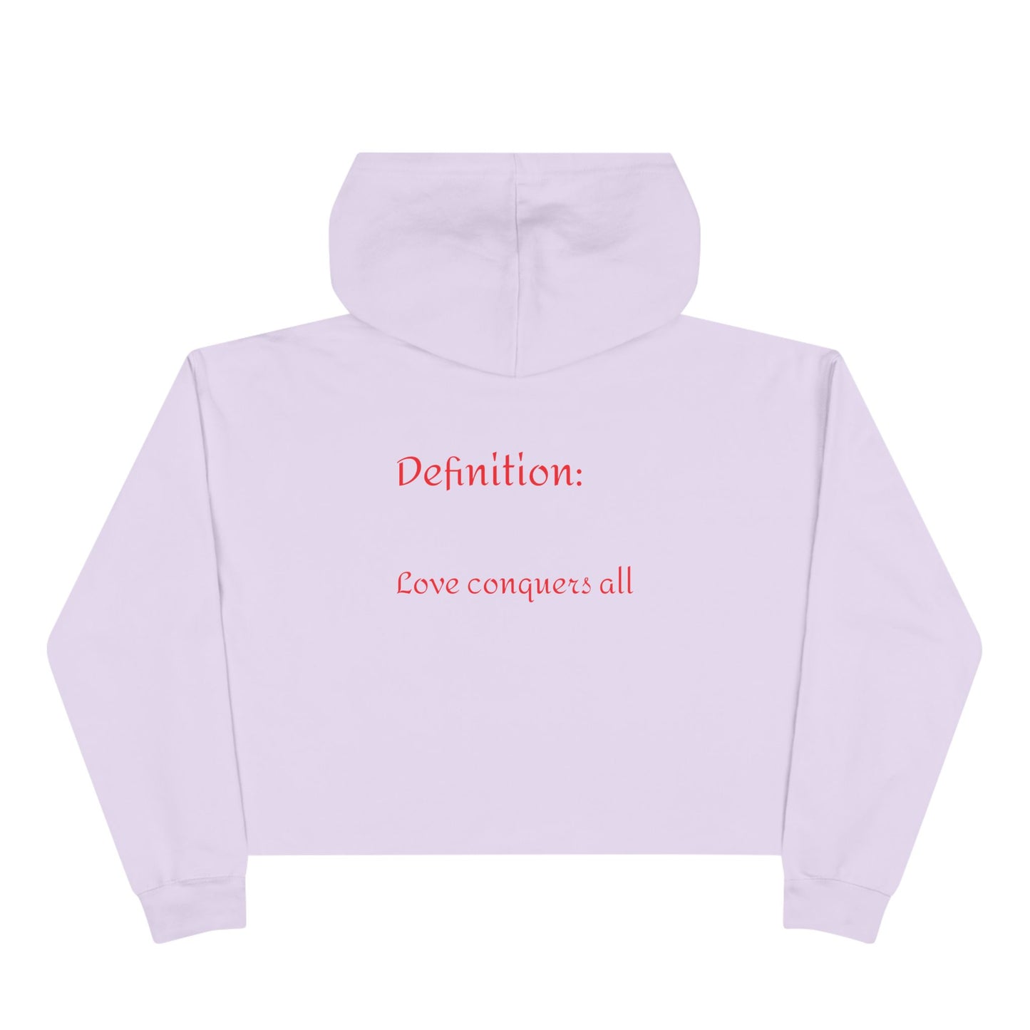 Love Conquers All Cropped Hoodie — Women’s Graphic Pullove