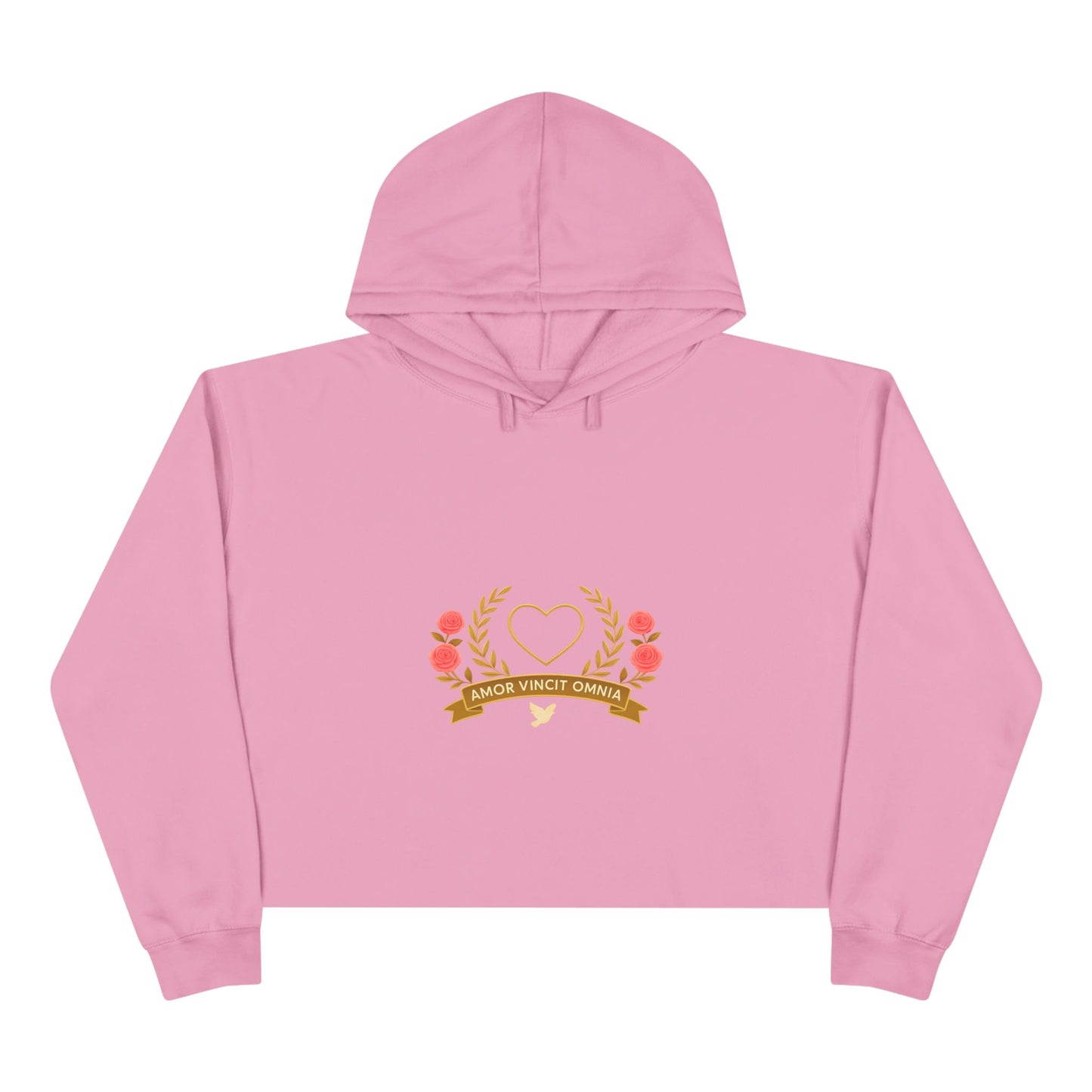 Love Conquers All Cropped Hoodie — Women’s Graphic Pullove