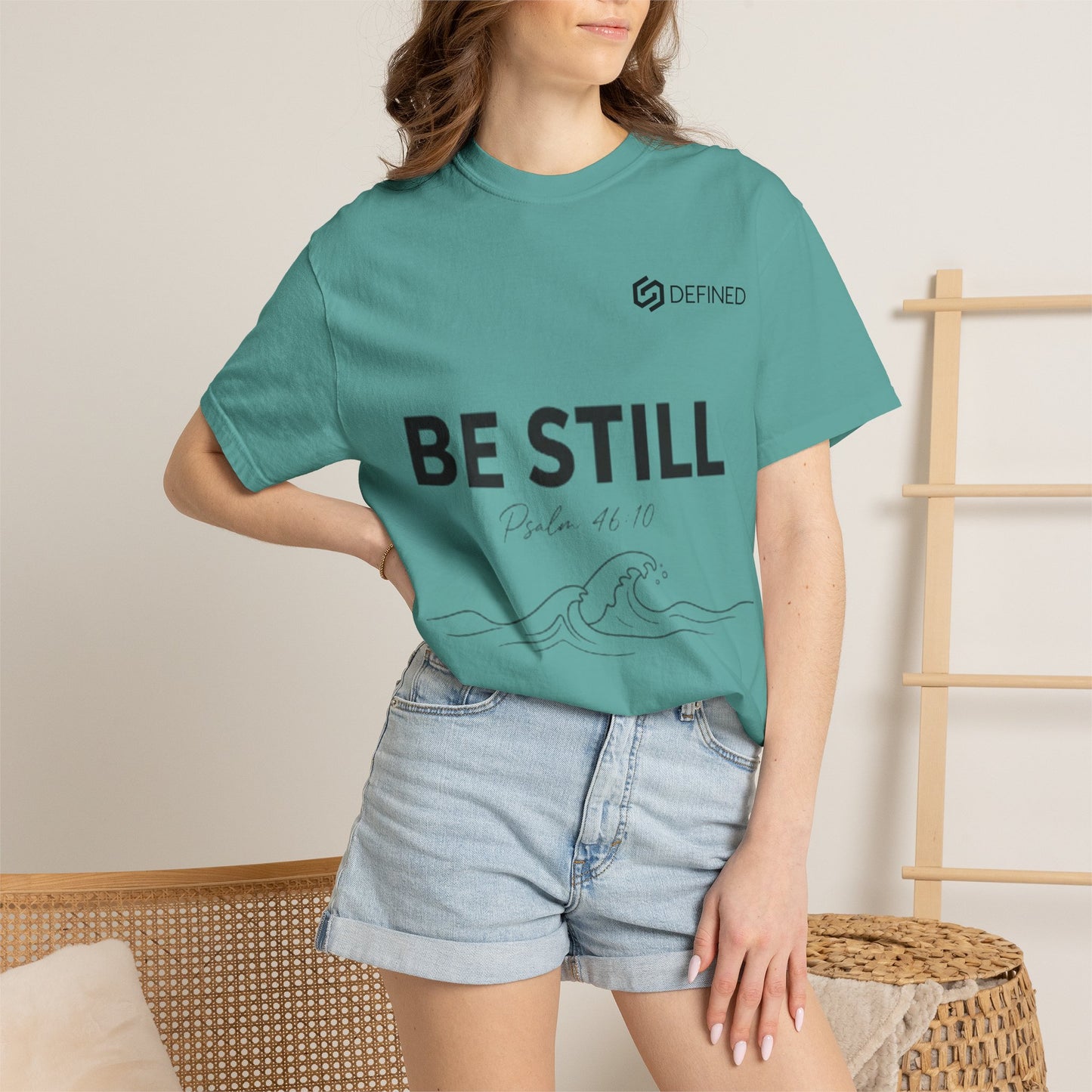 Be Still T-Shirt — Minimal Faith Graphic Tee with Wave Illustration